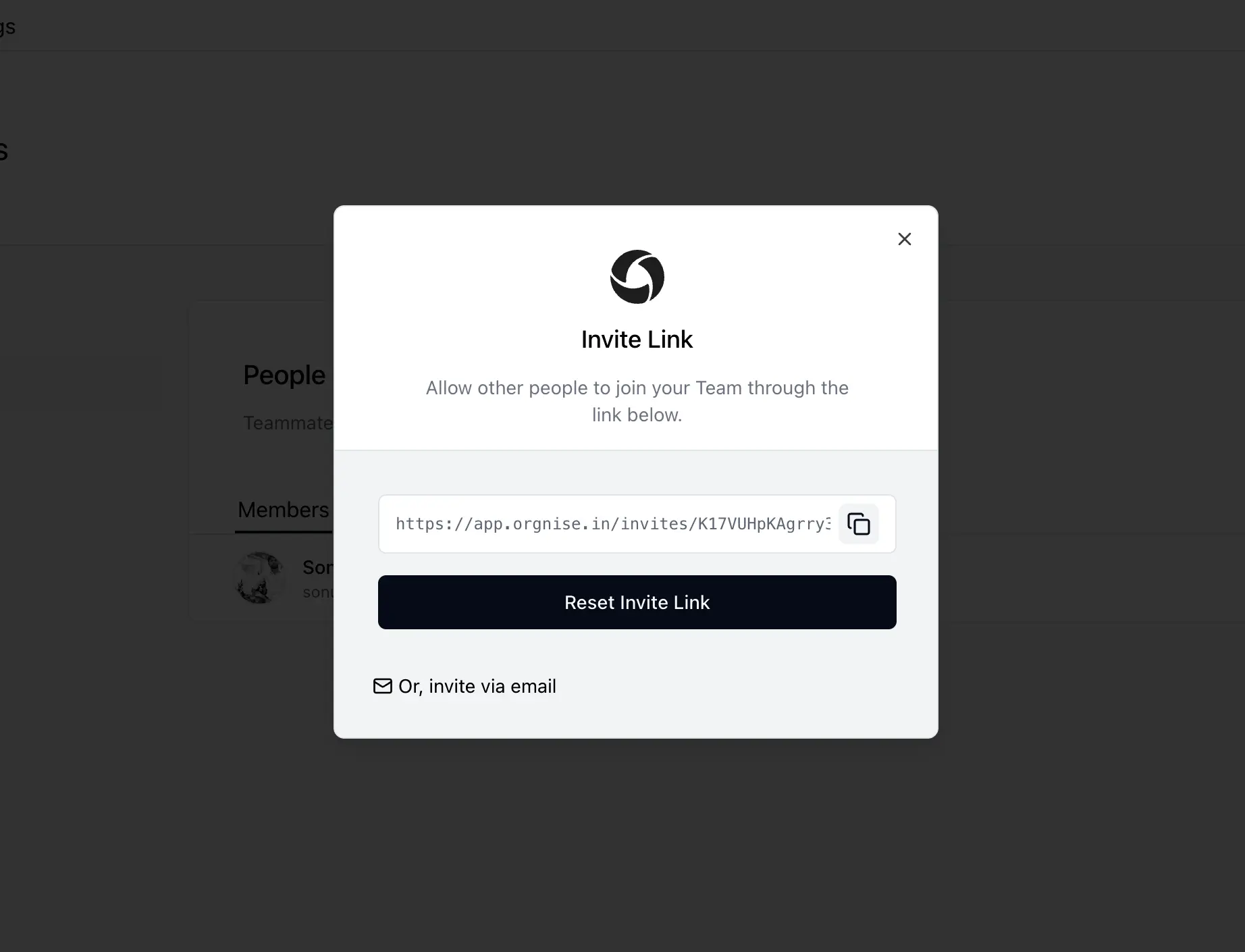 Invite people using link