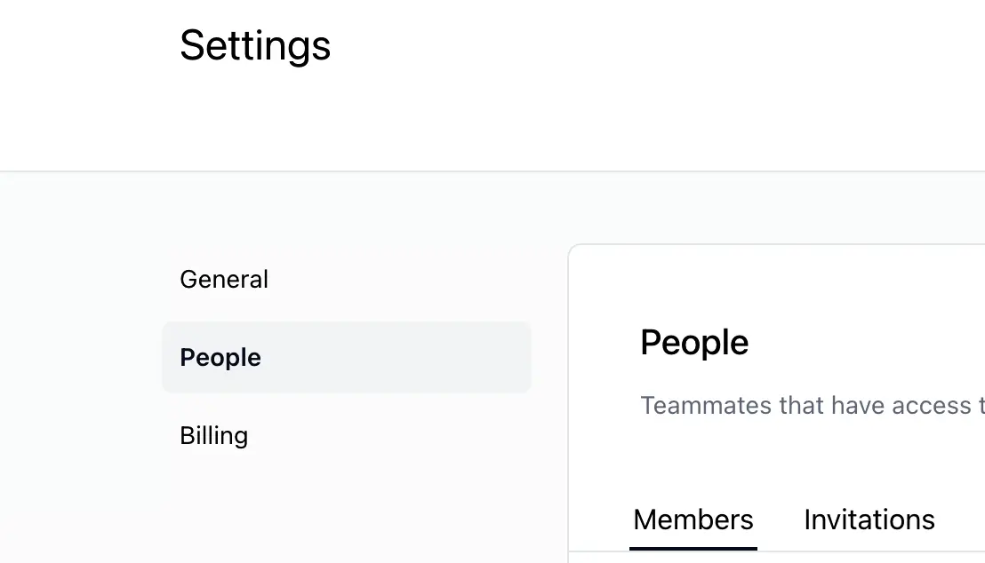 Team settings tab